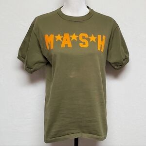 RARE Vintage 80s Russell Athletic MASH Olive Green Crewneck Unisex Ringer Tee